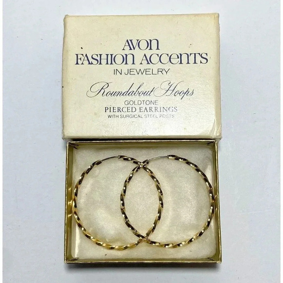 Avon Fashion Accents Vintage Roundabout Hoop Earrings - Picture 3 of 4